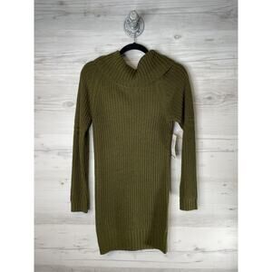 Full Circle Trends Sweater Dress Womens M Olive Green‎ Cowl Neck Tunic Pullover